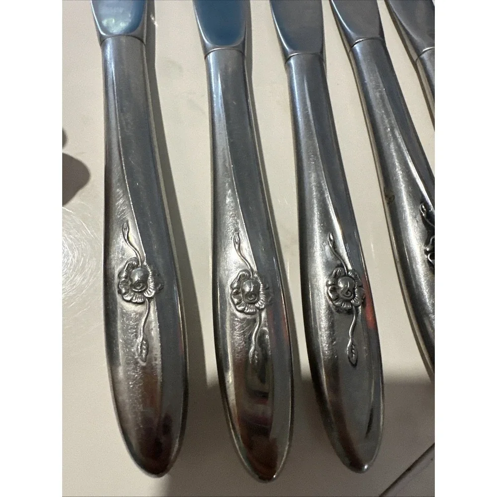 Stainless Flatware Lot Traditions Floral Knives,Serving Set, Fork Set 10 pcs